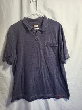 Levi's Heathered Navy Blue Polo Shirt with Chest Pocket, Size Large
